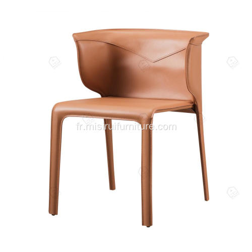 Chaises simples en cuir à selle orange minimaliste italienne